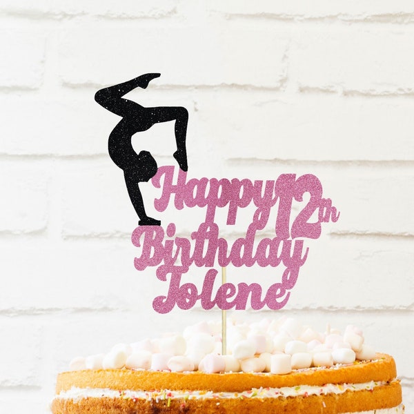 Personalized gymnast Cake Topper, birthday cake topper, gymnastics cake topper, Name Cake Topper, dancer cake topper, gymnast party decor