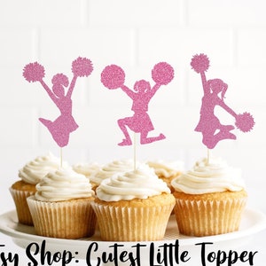 Cheerleading cupcake topper, cheer cupcake topper, cheerleading birthday party, cheer party, cupcake toppers,  birthday cake topper