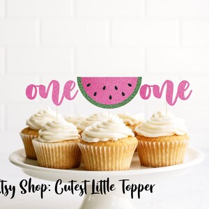 Watermelon Cupcake Topper, One in a melon cake topper, First Birthday party, one Birthday Decorations, Party Decorations, one in a melon