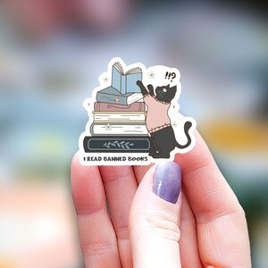I read banned books Sticker, funny sticker, kindle Sticker, smut sticker, smut romance sticker, Water Bottle Sticker, bookish sticker