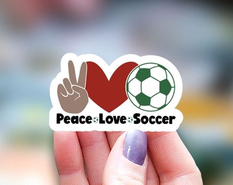 Peace Love Soccer Sticker, athlete mama sticker, Water Bottle laptop Sticker Sticker, soccer mom sticker, kindle sticker soccer kids sticker