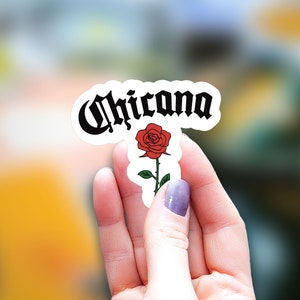 Chicana Sticker, kindle sticker, Latina Sticker, Mexican girl sticker, rose sticker, Water Bottle Sticker, Mac Laptop Sticker Latina chicana