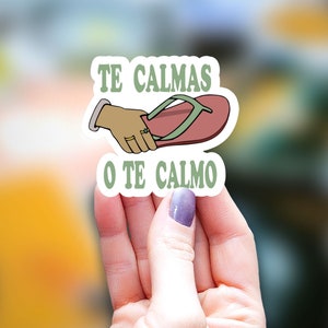 Te Calmas o te Calmo Sticker, Mexican Phrases, chancla sticker, Water Bottle Sticker, Laptop Sticker, Mexican Sticker, stocking stuffer