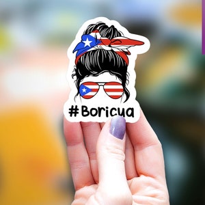Boricua Sticker, kindle sticker, Puerto Rico Sticker, PR sticker, Water Bottle Sticker, Macbook Laptop Sticker, messy bun sticker