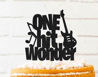 One hit wonder cake Topper, 1st birthday cake topper, glitter Topper, guitar birthday party, music birthday, 1st bday cake smash topper