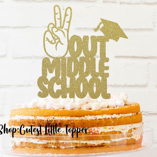 Banner 'Peace Out 8th Grade Next Stop High School' – Goldglitzernd, Für Abschlussfeier 2024, Inkl. Hängedekoration