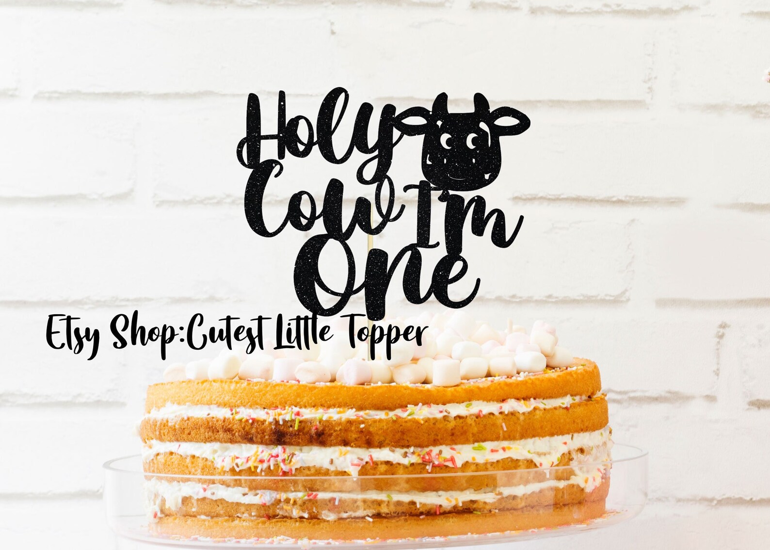 Holy Cow Im One Cake Topper Cow Birthday Cake Topper - Etsy
