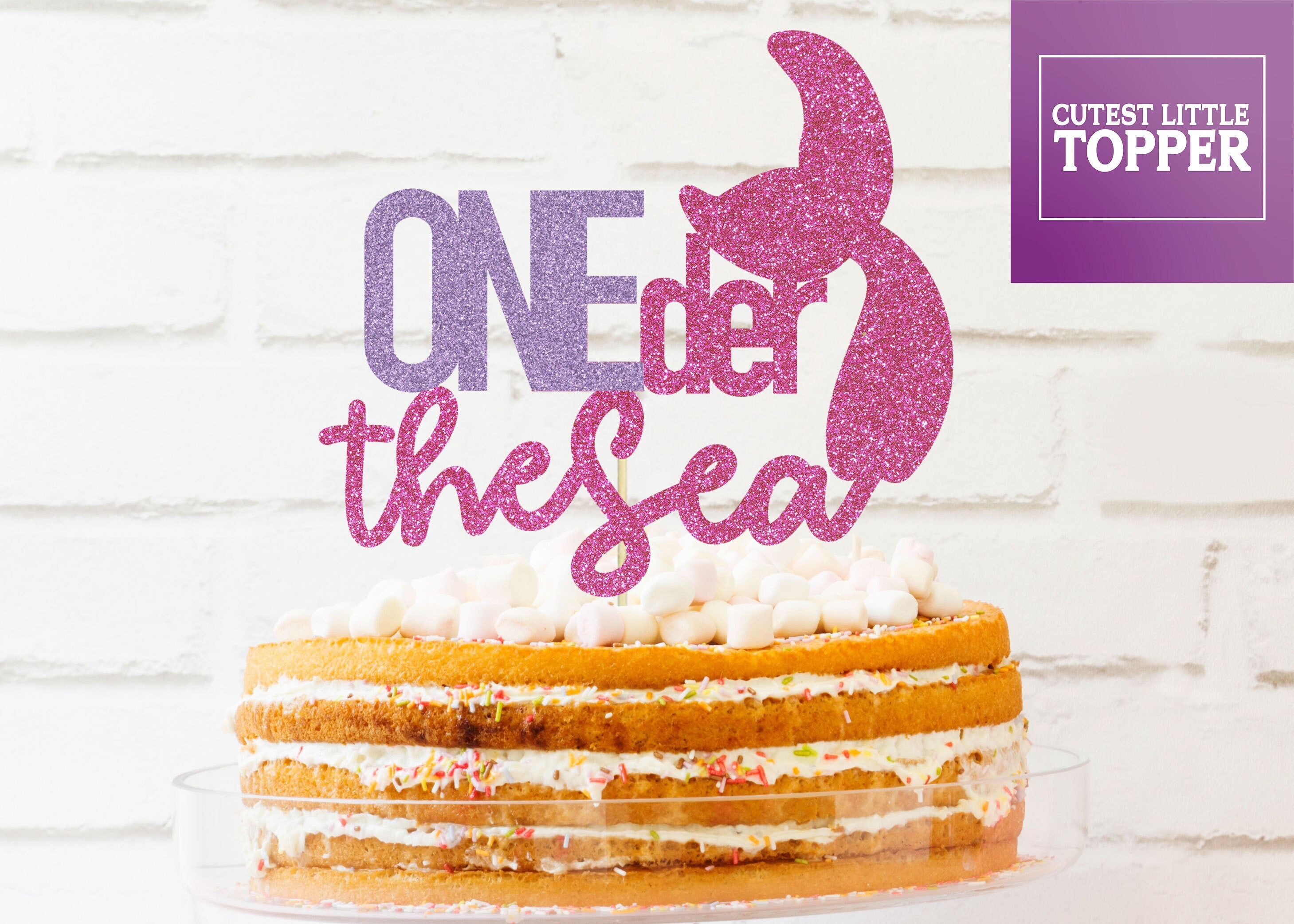 Oneder the Sea Cake Topper, Birthday Cake Topper, Glitter Cake