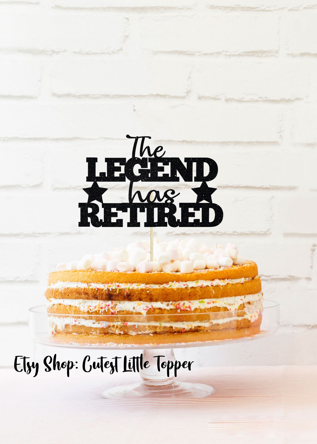 The Legend Has Retired - Topper Per Torta In Glitter Nero Per Pensione, 'Addio Tensione, Ciao Pensione', Festa Di Addio - 5