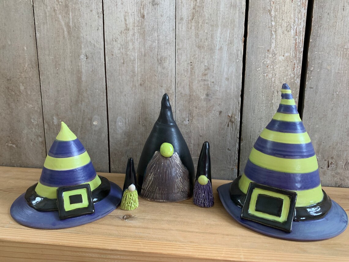 Witch hat ceramic witch hat striped witch hat handmade | Etsy