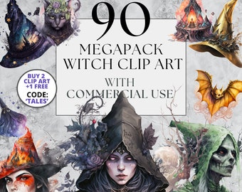 Witch Clipart Bundle Witchy Clipart Witch PNG Gothic Clipart Fantasy Clipart Watercolor Clipart Instant Download Full Commercial Use