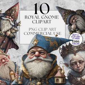 10 ロイヤル ノーム クリップアート - おとぎ話のクリップアート、ファンタジーのクリップアート |水彩画 |即時ダウンロード、完全商用利用