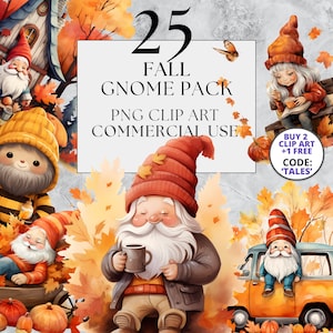 25 Fall Gnomes Clipart PNG, Gnome Clipart, High Quality Designs, Instant Download, Full Commercial Use