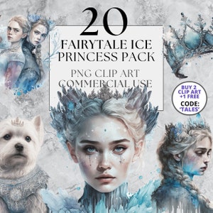 20 Ice Princess Clipart Pack | Frozen Clipart | PNG | Watercolour | Instant Download with Full Commercial Use
