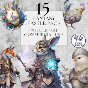 15 Easter Fantasy Clipart | PNG | Beautiful Watercolor Clip Art | Watercolour | Instant Download with Full Commercial Use