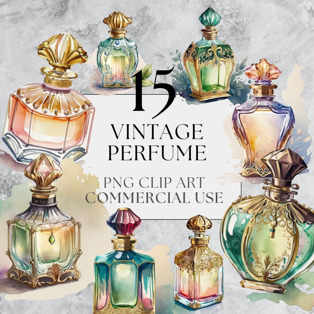 Buy 15 Vintage Perfume Clipart PNG, Beautiful Classic Vanity Clipart,  Beauty Watercolor Perfumes Bottles Art, Instant Download, Commercial Use