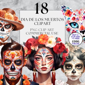 Dia De Los Muertos Clipart, Tag der Toten Clipart, Halloween Clipart, PNG Clipart mit vollständiger kommerzieller Nutzung und sofortigem Download