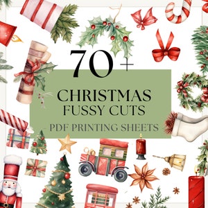 Christmas Fussy Cuts Natale PDF Fogli per stampa Decorazioni natalizie Fussy Cuts Scrapbooking PDF Download istantaneo Uso commerciale completo