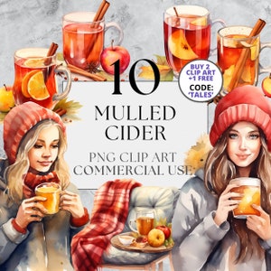 10 clipart de cidra quente, PNG, uso comercial completo, aquarela aconchegante outono outono clipart, com download instantâneo, comida quente, bebida, bebida png