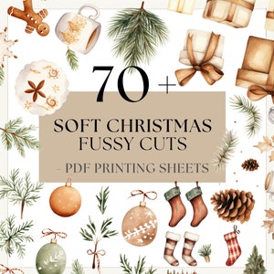 70+ Soft Christmas Fussy Cuts, PDF Printing Sheets, Scrapbooking & Junk Journal, Instant Download Printable with Full Commercial Use, Winter