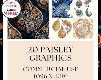 Paisley Graphics | Digital Journal Paper | Printable Backgrounds for Instant Download + Commercial Use | Scrapbooking