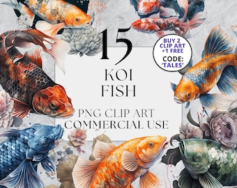 Koi Fish Clipart Japanese Fish Clipart Japan Clipart Full Commercial Use Instant Download Japanese Watercolor Clipart