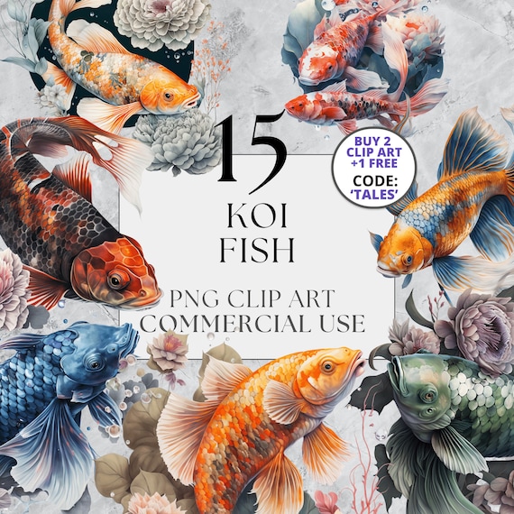 Koi Fish Clipart Japanese Fish Clipart Japan Clipart Full Commercial Use Instant Download Japanese Watercolor Clipart