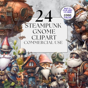 Steampunk Gnome Clipart Fantasy Gnome Clipart Fantasy Clipart Fairytale Clipart Gnome PNG Instant Download Full Commercial Use