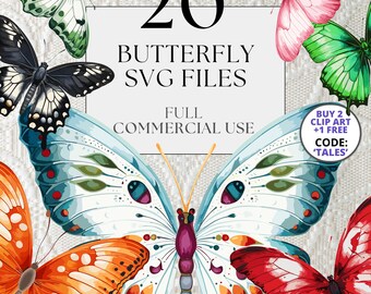 20 Beautiful Butterfly SVG Designs, High Quality SVG, Full Commercial Use with Instant Download