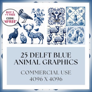 Delft Blue Animal Patterns |  Digital Paper |  Printable Backgrounds for Instant Download and Commercial Use | Delftware Designs
