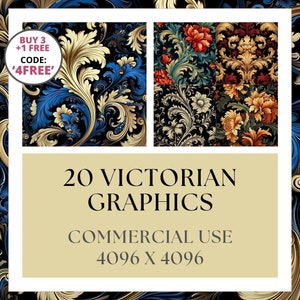 20 Victorian Graphics - Digital Journal Paper, Printable Backgrounds for Instant Download + Commercial Use, Scrapbooking, Vintage Antique