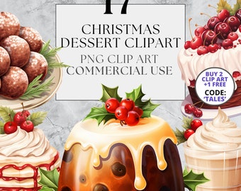 Festive Christmas Dessert Clipart Pack, Christmas Clipart, Festive Clipart, Dessert PNG, Digital Download Full Commercial Use