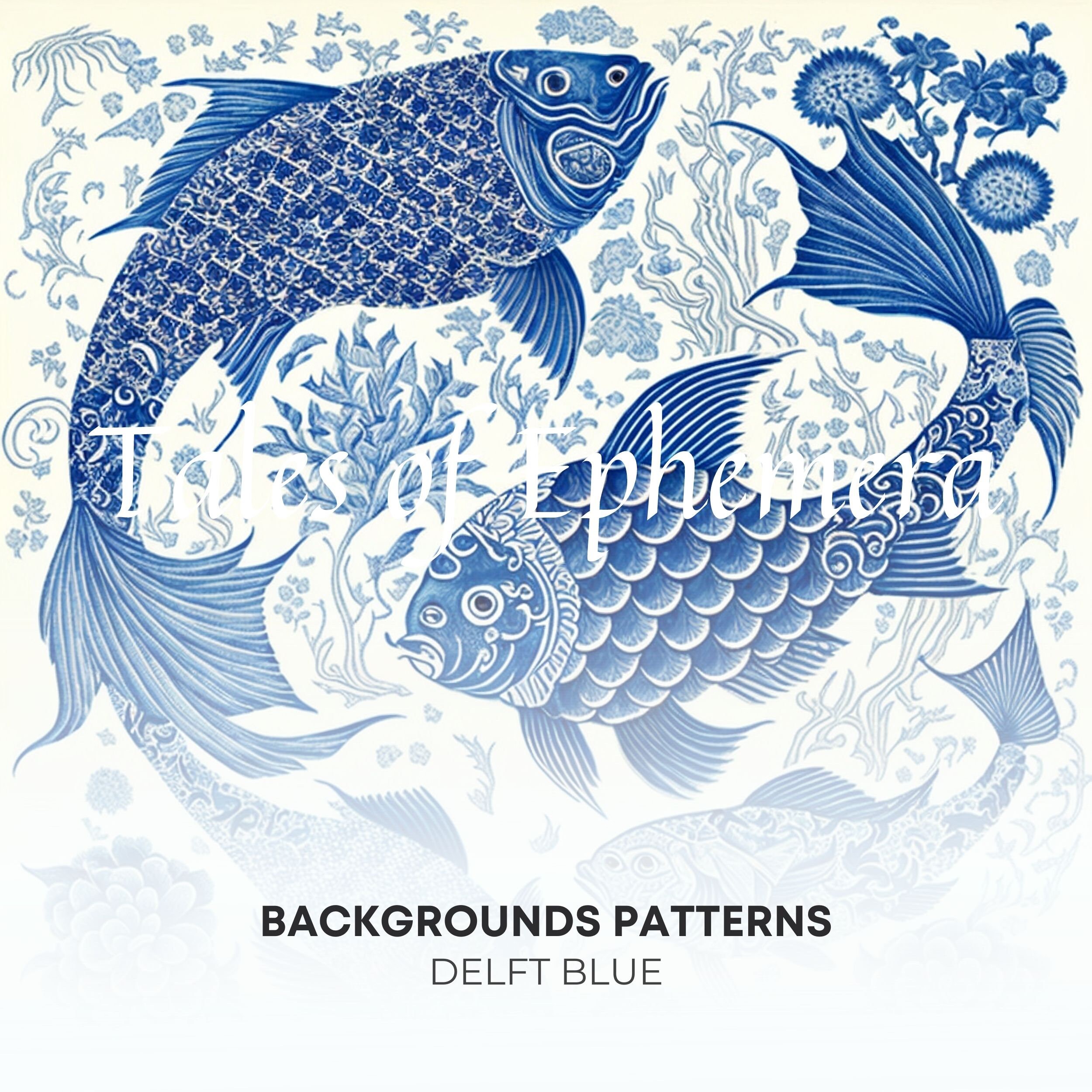 Delft Blue Patterns and Cutouts | Digital Paper | Printable Backgrounds ...