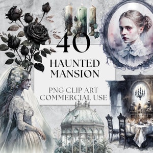 Haunted Mansion Clipart Horror Clipart Halloween Clipart Gothic Clipart Watercolor Clipart Instant Download Full Commercial Use PNG