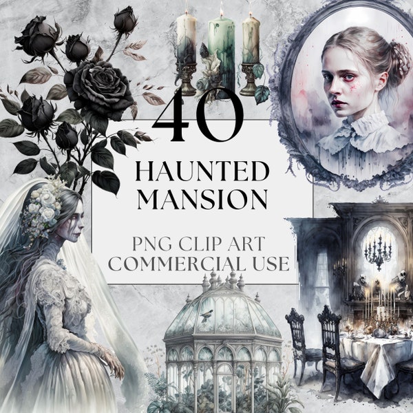 Haunted Mansion Clipart Horror Clipart Halloween Clipart Gothic Clipart Aquarell Clipart Sofortiger Download Vollständige kommerzielle Nutzung PNG