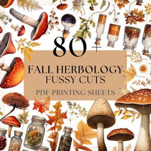 80+ Fall Herbology Fussy Cuts, PDF Printing Sheets, Scrapbooking & Junk Journal, Autumn, Instant Download Printable with Full Commercial Use