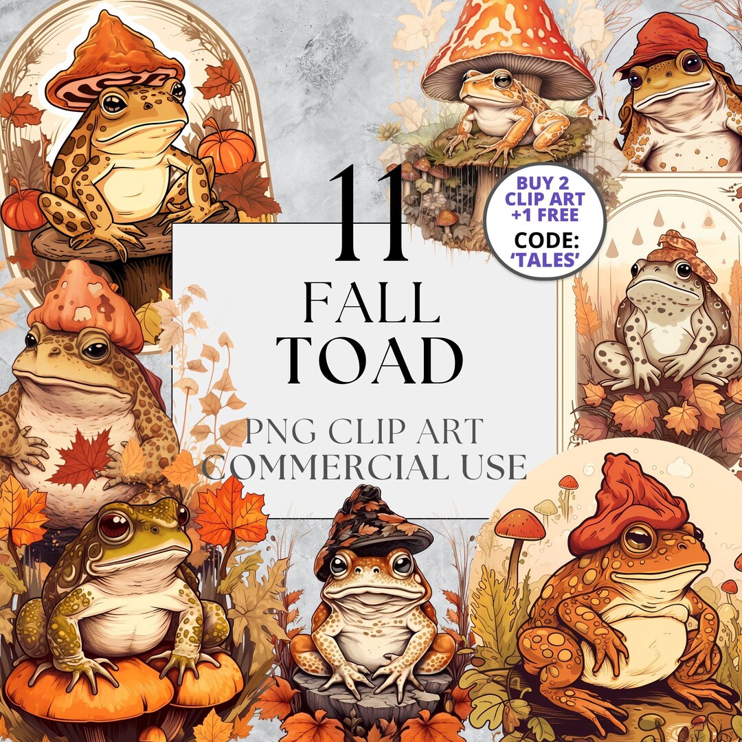 Fall Toad Clipart, PNG, Full Commercial Use, Watercolor Cozy Autumn ...