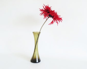 bud vase green glass etsy