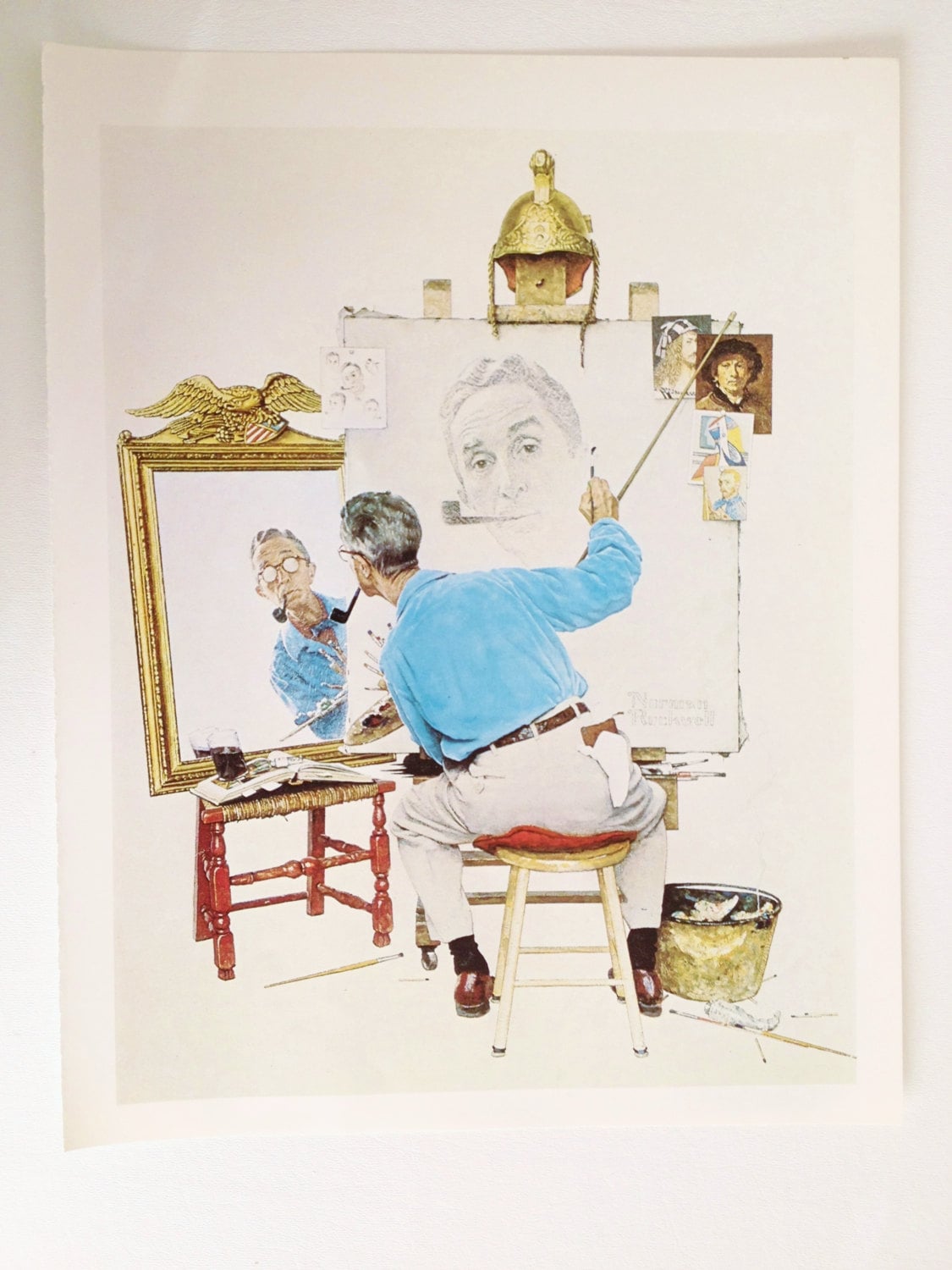 ノーマン・ロックウエル★切手シート「Triple Self-portrait」 Amazon | Norman Rockwell's Triple Self-Portrait from The