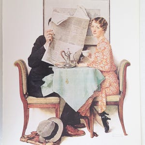 Norman Rockwell Print: At the Breakfast Table, 1978 Book Page