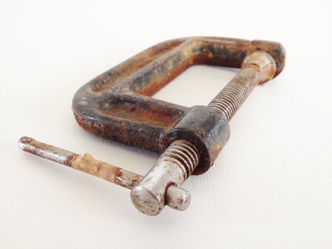 Clamp Vintage Metal C Clamp Rusty Old Clamp Vintage Etsy