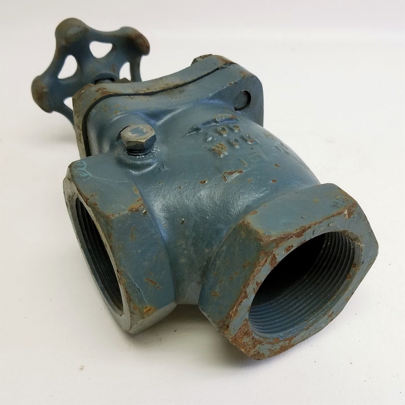 Industrial Water Main Shutoff Valve Set of Two Large Blue Industrial