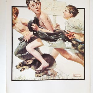 Norman Rockwell - Copy of 1921 Norman Rockwell Print - No Swimming - Norman Rockwell Poster - Classic Norman Rockwell - Boy&#39;s Poster