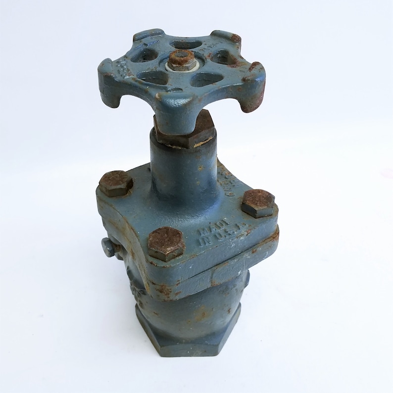Industrial Water Main Shutoff Valve Set of Two Large Blue Industrial