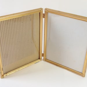 GOLD FRAME - Vintage Gold Metal Hinged Double Frame - Self Standing Double Frame - Hinged Frames - Gold Frames - Gold Double Picture Frames