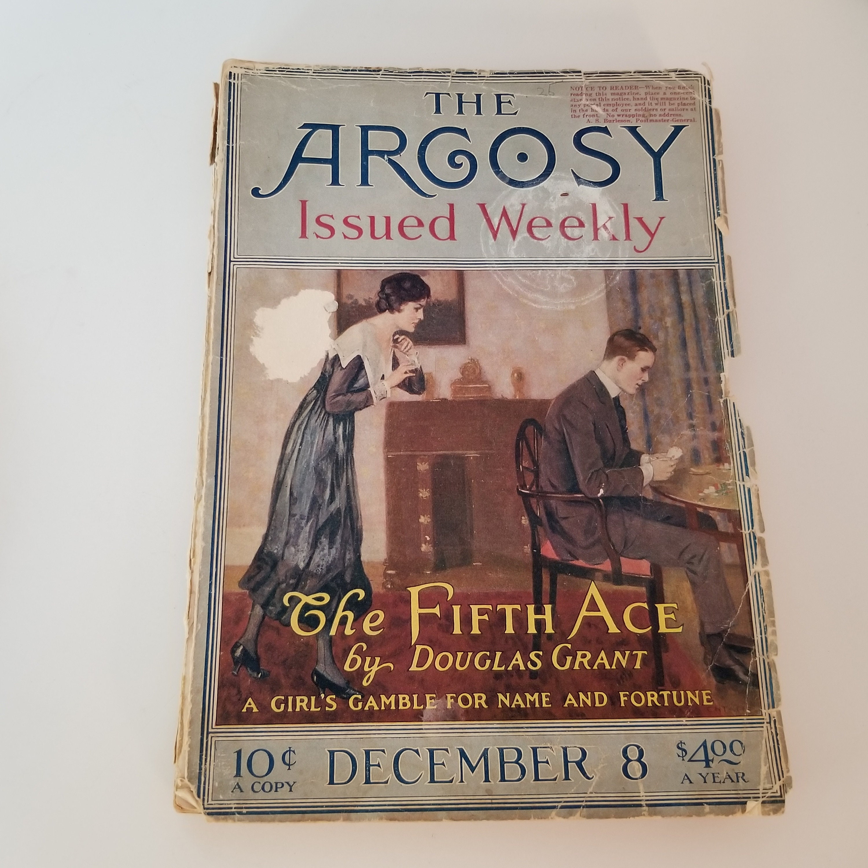 1917 Argosy Magazine: Antique Short Story Publication