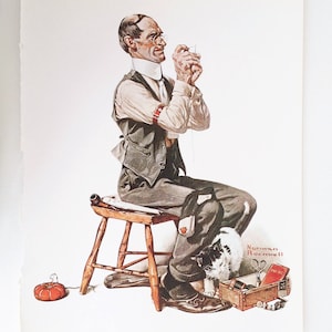Norman Rockwell Print - Norman Rockwell Man Threading a Needle 1922 - Norman Rockwell Reprint - Norman Rockwell Poster - Vintage Rockwell