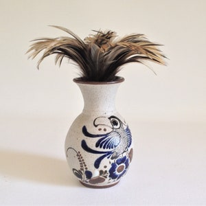 Vintage Tonala Vase: Mexikanisches Steingut mit Vogelmotiv