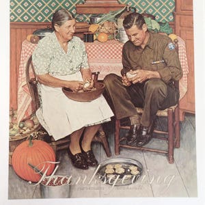Norman Rockwell Print - Norman Rockwell Thanksgiving Cover 1945 - Thanksgiving Poster - US Vet Poster - Norman Rockwell Poster - Vintage