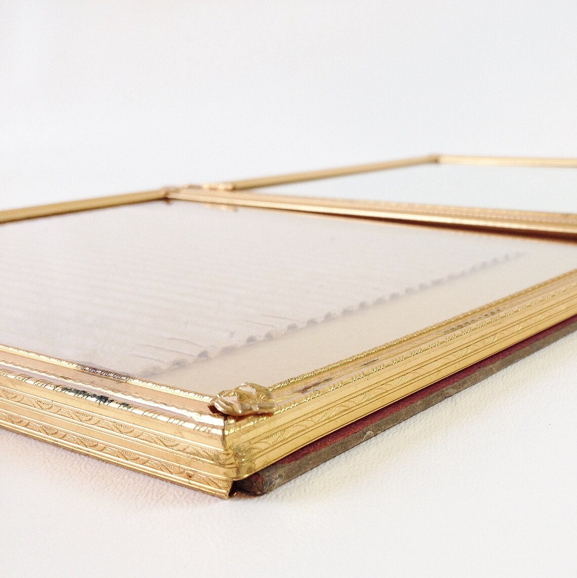 GOLD FRAME Vintage Gold Metal Hinged Double Frame Self Standing Double Frame Hinged Frames Gold